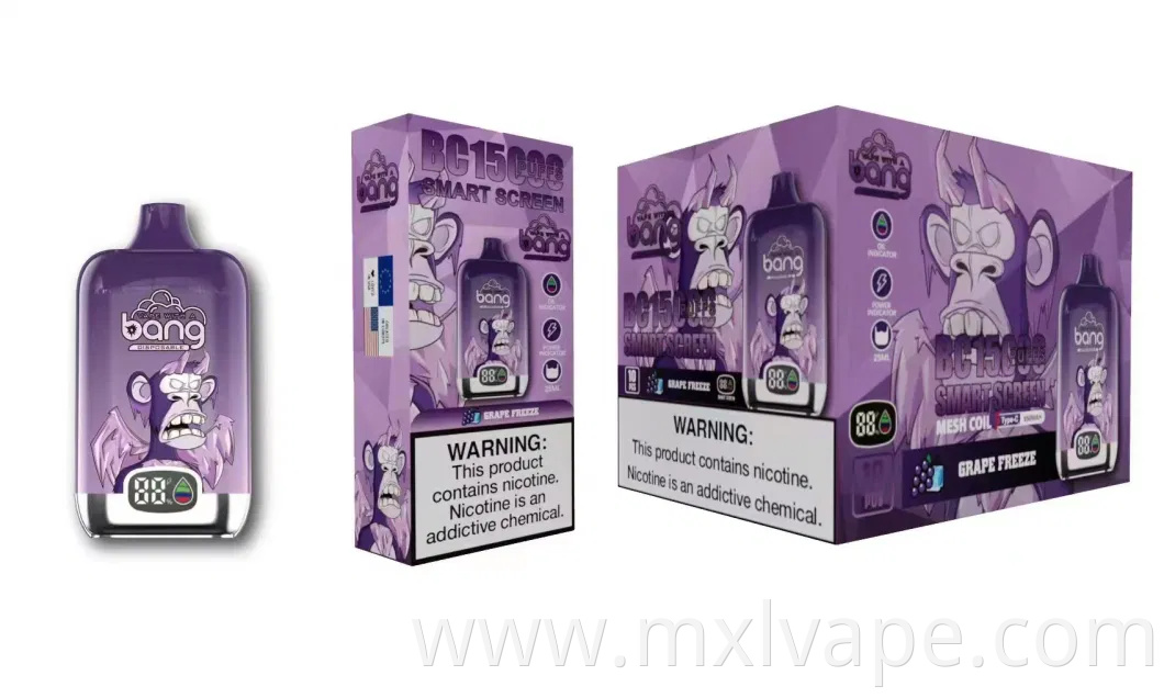 E Cigarette Bang King Smart Screen 15000/15K Puffs Digital Box 12000 Puff Vaporizer